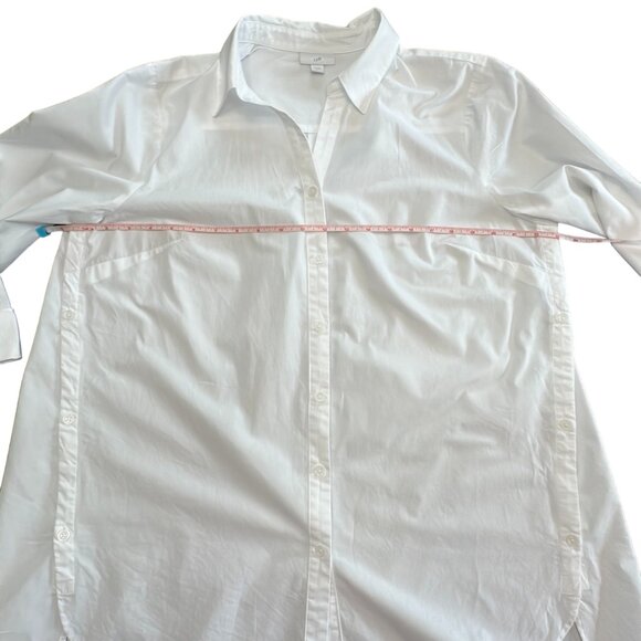 J. Jill Shirt Women L White Side-button Stepped-hem Tunic Side Button Detail - Picture 9 of 12